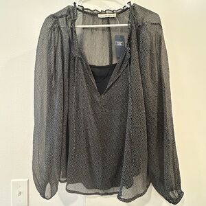 NWT Abercrombie & Fitch, size XL, sheer dotted blouse with sewn in camisole
